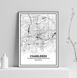 Affiche Carte Ville <br /> Charleroi