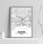 Affiche Carte Ville <br /> Nairobi