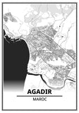 Affiche Carte Ville <br /> Agadir
