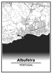 Affiche Carte Ville <br /> Albufeira