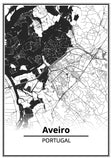 Affiche Carte Ville <br /> Aveiro