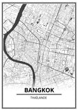 Affiche Carte Ville <br /> Bangkok