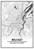 Affiche Carte Ville <Br /> Belfast 21X30Cm 1700