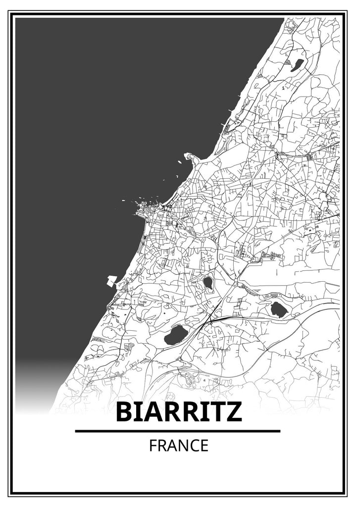 Affiche Biarritz Carte Ville Affichea