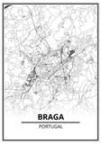 Affiche Carte Ville <Br /> Braga 1700