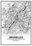Affiche Carte Ville <br /> Bruxelles