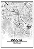 Affiche Carte Ville <br /> Bucarest