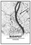 Affiche Carte Ville <Br /> Budapest 21X30Cm 1700