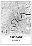 Affiche Carte Ville <br /> Brisbane