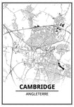 Affiche Carte Ville <br /> Cambridge