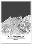 Affiche Carte Ville <br /> Casablanca