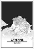 Affiche Carte Ville <br /> Cayenne