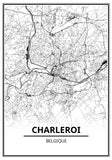 Affiche Carte Ville <br /> Charleroi