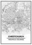 Affiche Carte Ville <br /> Christchurch