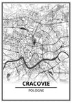 Affiche Carte Ville <br /> Cracovie