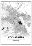 Affiche Carte Ville <br /> Cochabamba