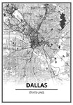 Affiche Carte Ville <br /> Dallas