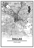 Affiche Carte Ville <br /> Dallas