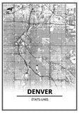 Affiche Carte Ville <br /> Denver