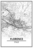 Affiche Carte Ville <Br /> Florence 21X30Cm 1700
