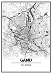 Affiche Carte Ville <br /> Gand