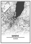 Affiche Carte Ville <br /> Genève