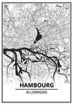 Affiche Carte Ville <br /> Hambourg