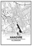 Affiche Carte Ville <br /> Hanovre