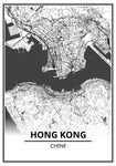 Affiche Carte Ville <Br /> Hong Kong 21X30Cm 1700