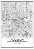 Affiche Carte Ville <br /> Houston