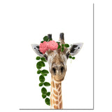 affiche couronne de fleurs girafe