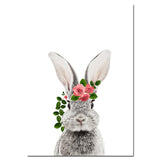 affiche couronne de fleurs lapin