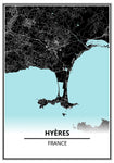 Affiche Carte <br /> Hyères