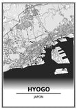 Affiche Carte Ville <br /> Hyōgo