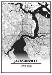 Affiche Carte Ville <br /> Jacksonville