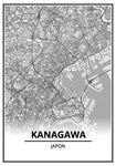 Affiche Carte Ville <br /> Kanagawa