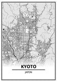 Affiche Carte Ville <br /> Kyoto