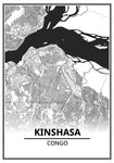 Affiche Carte Ville <br /> Kinshasa