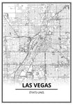 Affiche Carte Ville <Br /> Las Vegas 21X30Cm 1700