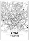 Affiche Carte Ville <br /> Leeds