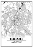 Affiche Carte Ville <br /> Leicester