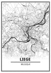 Affiche Carte Ville <br /> Liège
