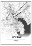 Affiche Carte Ville <br /> Lucerne