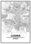 Affiche Carte Ville <br /> Lusaka
