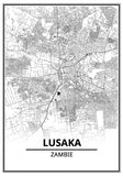 Affiche Carte Ville <br /> Lusaka