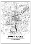 Affiche Carte Ville <Br /> Luxembourg 21X30Cm 1700