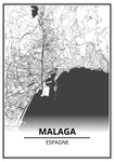 Affiche Carte Ville <br /> Malaga