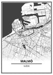 Affiche Carte Ville <br /> Malmö