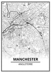 Affiche Carte Ville <br /> Manchester