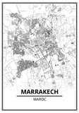 Affiche Carte Ville <br /> Marrakech